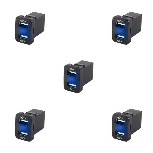 Speravity de coche con reemplazo de adaptador de carga de coche LED dual USB para Corolla/Prado/Reiz, rojo, FTU Azul FTU 5piezas Speravity CBP171826
