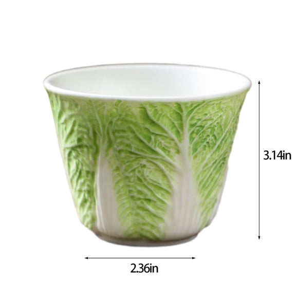 Momihoom Cabbage-Shaped Fine Porcelain Tea Bowl, Translucent Ceramic Cup for Tea, Coffee, and Home Decor