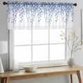 thumbnail image 2 of Eucalyptus Leaves Valance Curtains for Kitchen/Living Room/Bathroom/Bedroom Window, Rod Pocket Small Topper Half Short Window Curtains Voile Sheer Scarf, Navy Blue Summer Botanical Weeping 42"x18", 2 of 8