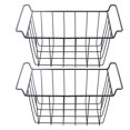 thumbnail image 1 of Lot de 2 paniers de rangement en fil métallique pour congélateur, revêtement PE, noir, pour étagères de réfrigérateur (L 39 cm x l 20 cm x H 20 cm), 1 of 4
