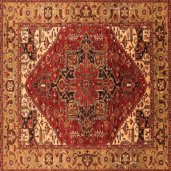 Ahgly Company Indoor Square Oriental Orange Industrial Area Rugs, 3' Square