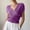 Purple, variant on Women's V-Neck Wrap Short Sleeve Solid Color Cross Knit Sweater, L