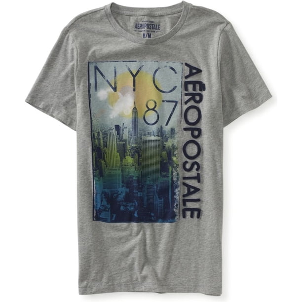 Aeropostale Cityscape Embellecido playera para hombre, gris, XX-Large Aeropostale Camiseta adornada