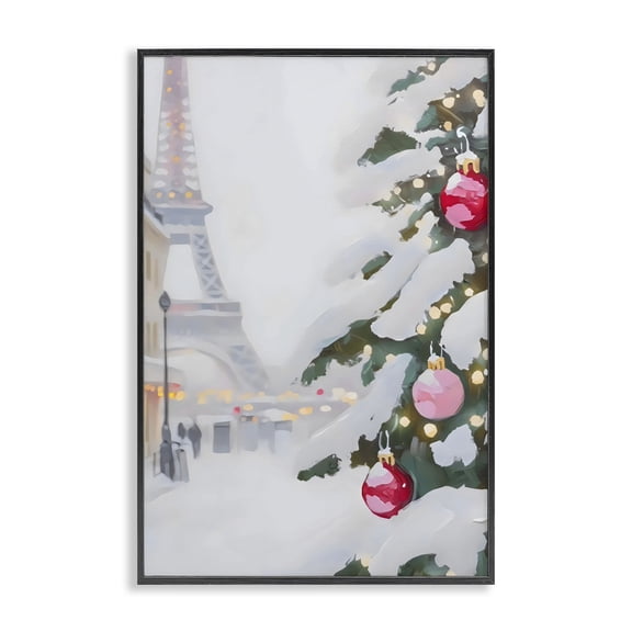 Stupell Industries Contemporary Eiffel Tower Christmas Black Framed Giclee Art, 12 x 18, by Arlington Prints