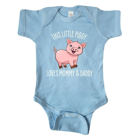 

Inktastic This Little Piggy Loves Mommy and Daddy- cute Gift Baby Boy or Baby Girl Bodysuit
