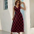 thumbnail image 6 of Black and Burgundy Red Checkerboard Sleeveless Dress Women's summer dress women's evening dresses, 6 of 6