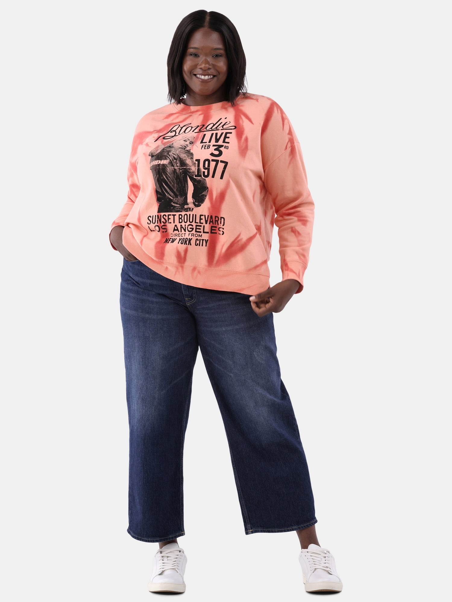 Terra & Sky Women's Plus Size Blondie Graphic Sweatshirt with Long Sleeves, Sizes 0X-5X