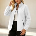 thumbnail image 3 of OGLCCG Rain Jacket for Women Waterproof Lightweight Stand Collar Windbreaker Jacket with Pockets Outdoor Softshell Jacket,Size S-XXL, 3 of 7