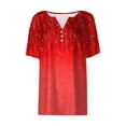 thumbnail image 3 of WEANT Women's Plus Size Tops Dressy Womens Button Down Neck Blouses Dressy Casual Short Sleeve Graphic Print Oversized Tshirts for Women Outfits for Women 2024 Red 2XL, 3 of 4
