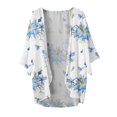 thumbnail image 3 of HCYSFG Womens Tropical Floral Kimono Cardigan Open Front Elbow Sleeve Lightweight Sheer Loose Fit Beach Cover Up Summer Layering Tops, 3 of 3