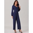 thumbnail image 2 of DARING DIVA Women's V Neck Long Sleeve High Waisted Wide Leg Jumpsuits XL Dark Blue, 2 of 6