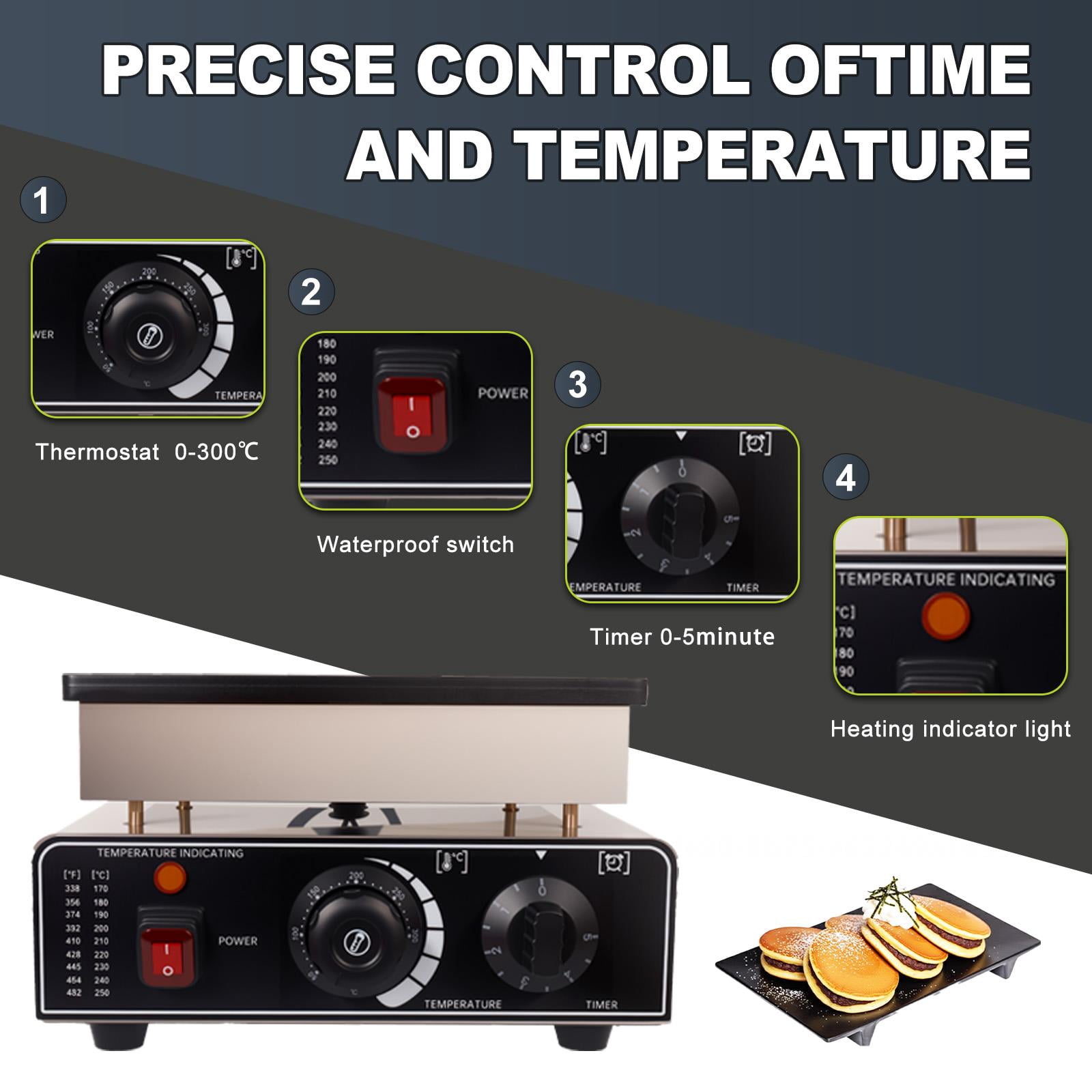 QUHEE 110V Mini Pancake Baker, 25 PCS 900W Commercial Electric Nonstick Waffle Maker Machine, 1.6 Inches Pancake Maker with  Thermostats &  Timers Separate Control, for Home and Restaurants