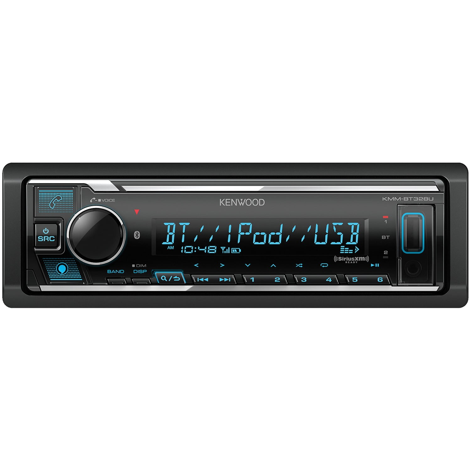 KENWOOD KMM-BT328U Single-DIN In-Dash Digital Media Receiver with Bluetooth, Amazon Alexa, and SiriusXM Ready