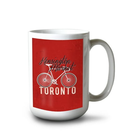 

15 fl oz Ceramic Mug Toronto Ontario Kensington Market Bike Script Screenprint Style Contour Dishwasher & Microwave Safe