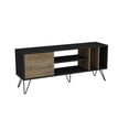 thumbnail image 2 of Mistico Modern Metal Wood TV Stand for TVs up to 63", Black & Walnut Veneer, 2 of 6
