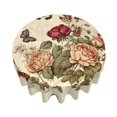 thumbnail image 3 of ZICANCN Round Table Cloths 60 Inch, Roses Butterflies Table Cover Waterproof Washable Outdoor Picnic Tablecloth, 3 of 8