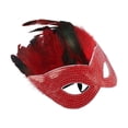 thumbnail image 1 of Unique Bargains 1 Pc Sequined Feathers Party Mask Black Red Plastic Feather, 1 of 5
