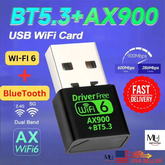 Wifi 6 AX900M 802.11AX   Bluetooth  Mini USB Dongle  Dual Band for PC Win 10/11