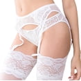 thumbnail image 2 of Varsbaby Women's Lace Embroidery See Through Panties Garter Belt with Stockings, 2 of 4