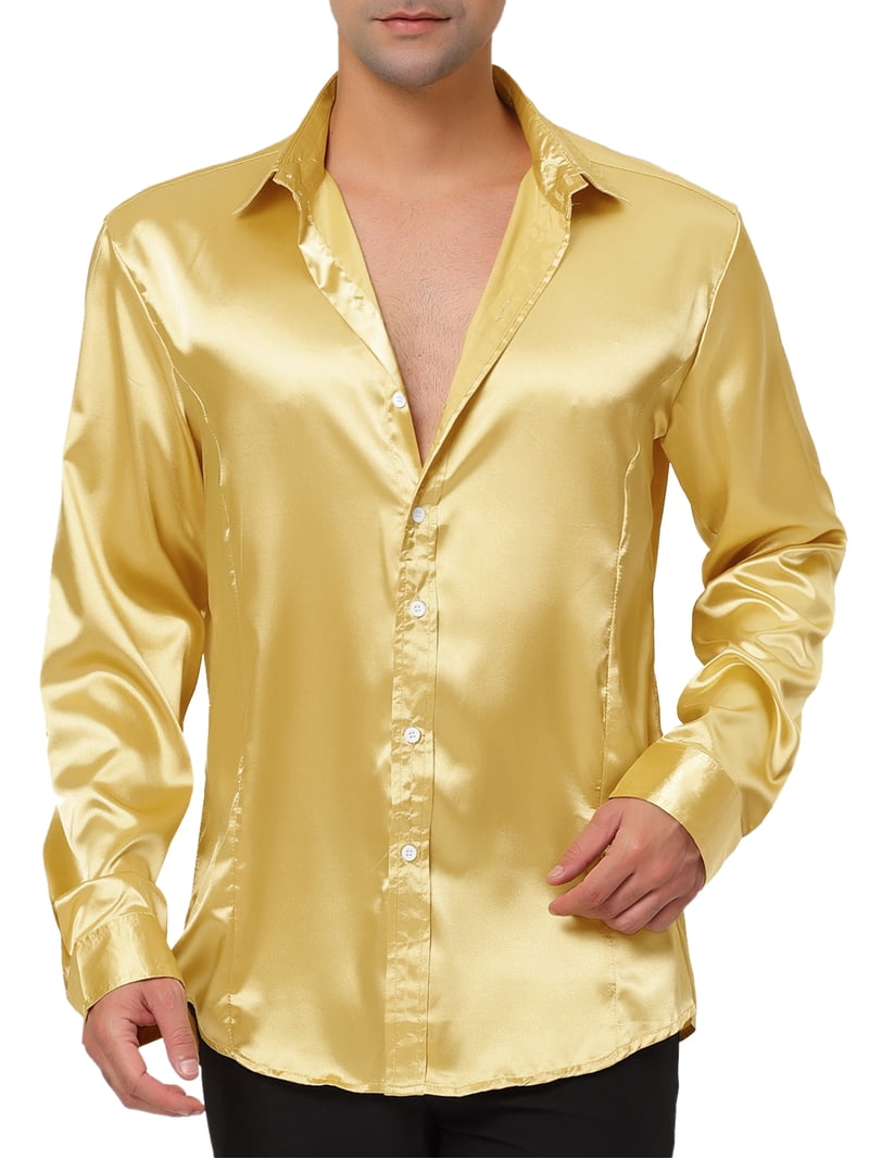 mens gold satin dress shirt Unique Bargains men's pink strapless