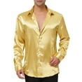 thumbnail image 2 of INSPIRE CHIC Men's Dress Satin V Neck Long Sleeves Button Down Party Shirts, 2 of 6