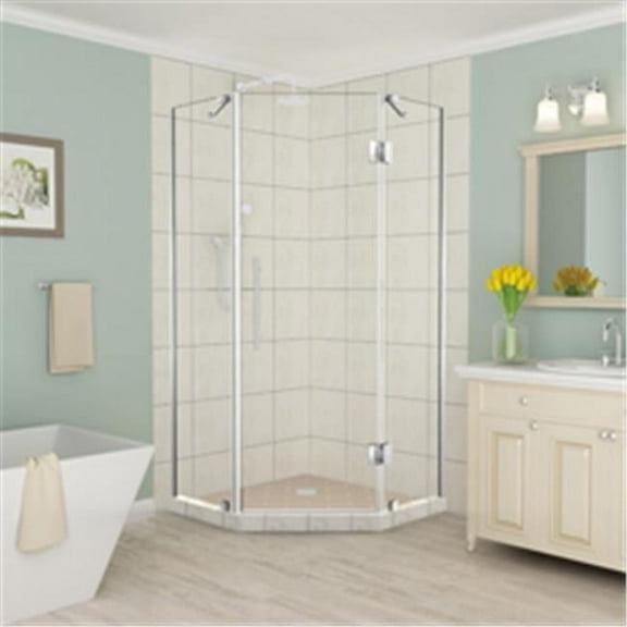 72 x 42 x 42 in. Merrick Frameless Neo-Angle Shower Enclosure, Stainless Steel