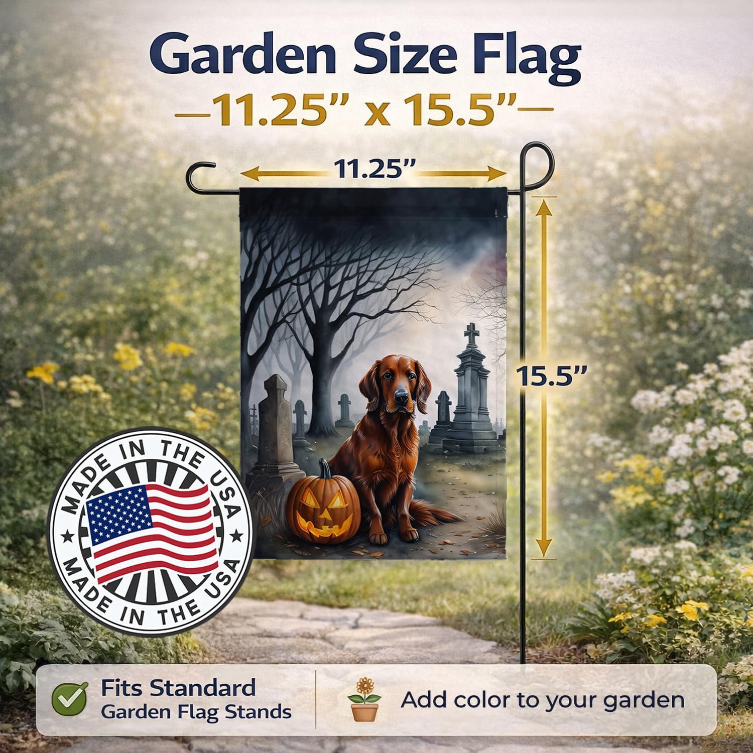 Irish Setter Spooky Halloween Garden Flag 11.25 in x 15.5 in