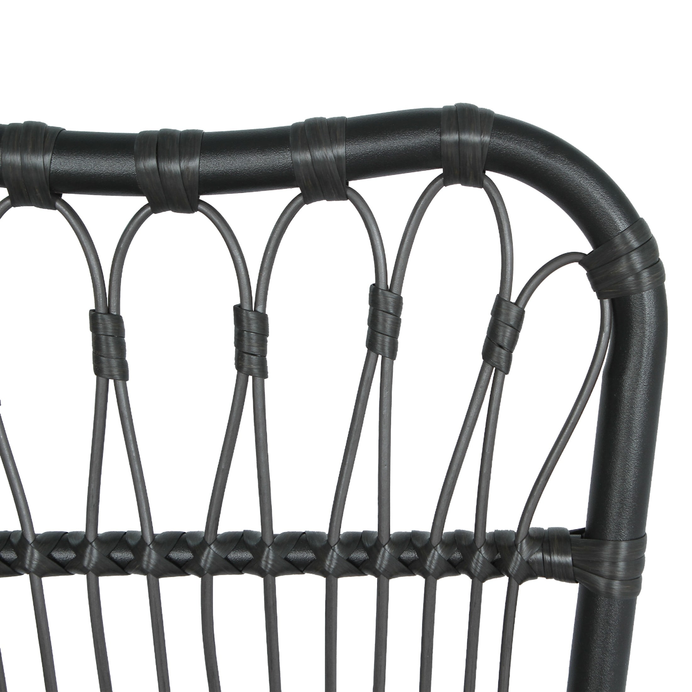 Christopher Knight Home French Outdoor Wicker Dining Chairs Iron Frame, Hand-Woven, Grey, Set of 2
