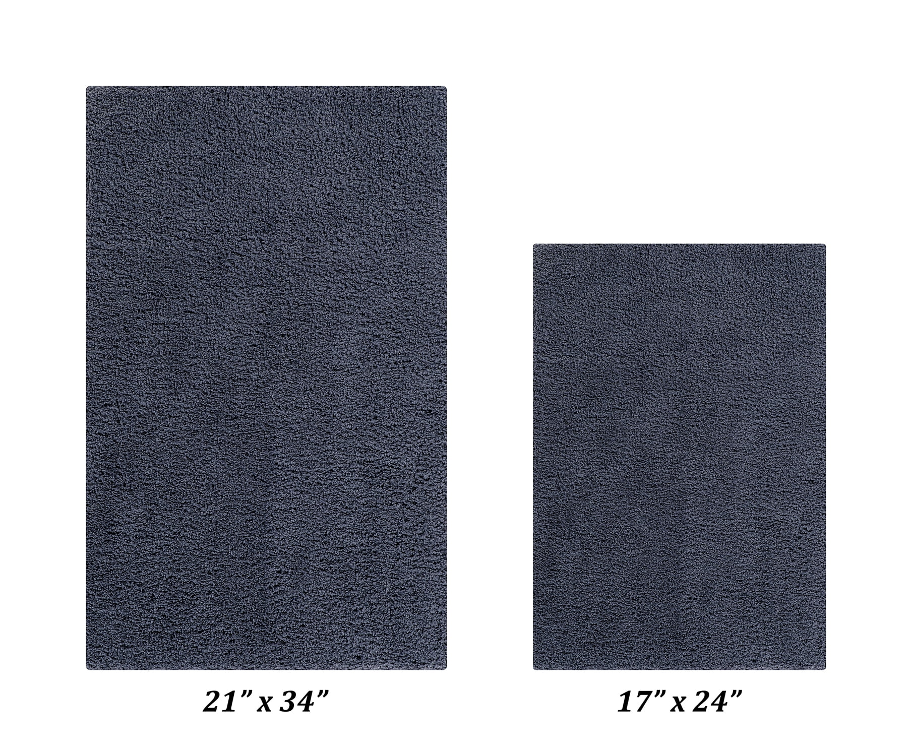 Better Trends 2 Piece Bathroom Rug Set 100% Polyester (17" x 24" | 21" x 34") Bath Rug, Water Absorbent Non-Slip Bath Mat Machine Washable Micro Plush Collection - Charcoal