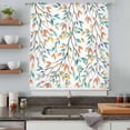 thumbnail image 4 of Teal Orange Eucalyptus Sheer Curtains 45 Inches Long, Weeping Botanical Leaves Light Filering Curtains, Breathable Simi Curtain Privacy Drapes for Kitchen Bathroom Lightweight Small Window Treatment, 4 of 9