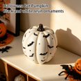 thumbnail image 4 of Halloween Decorations White Pumpkin Resin Statue with Black Bat and Star , Seasonal Tabletop Halloween Decor for Home, Entryway,Shelf or Party Display, 4 of 5