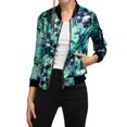 thumbnail image 1 of Dde San Patricio ChaqueDe Bombardero Floral LigeCon CremalleY Cuello Alto PaMujer Verde XS, 1 of 4