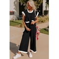 thumbnail image 3 of Women's Black Color Block Pocketed T-Shirt and Wide Leg Pants Set | [ZhiHiMeRi] | (US 20-22)2XL, 3 of 5