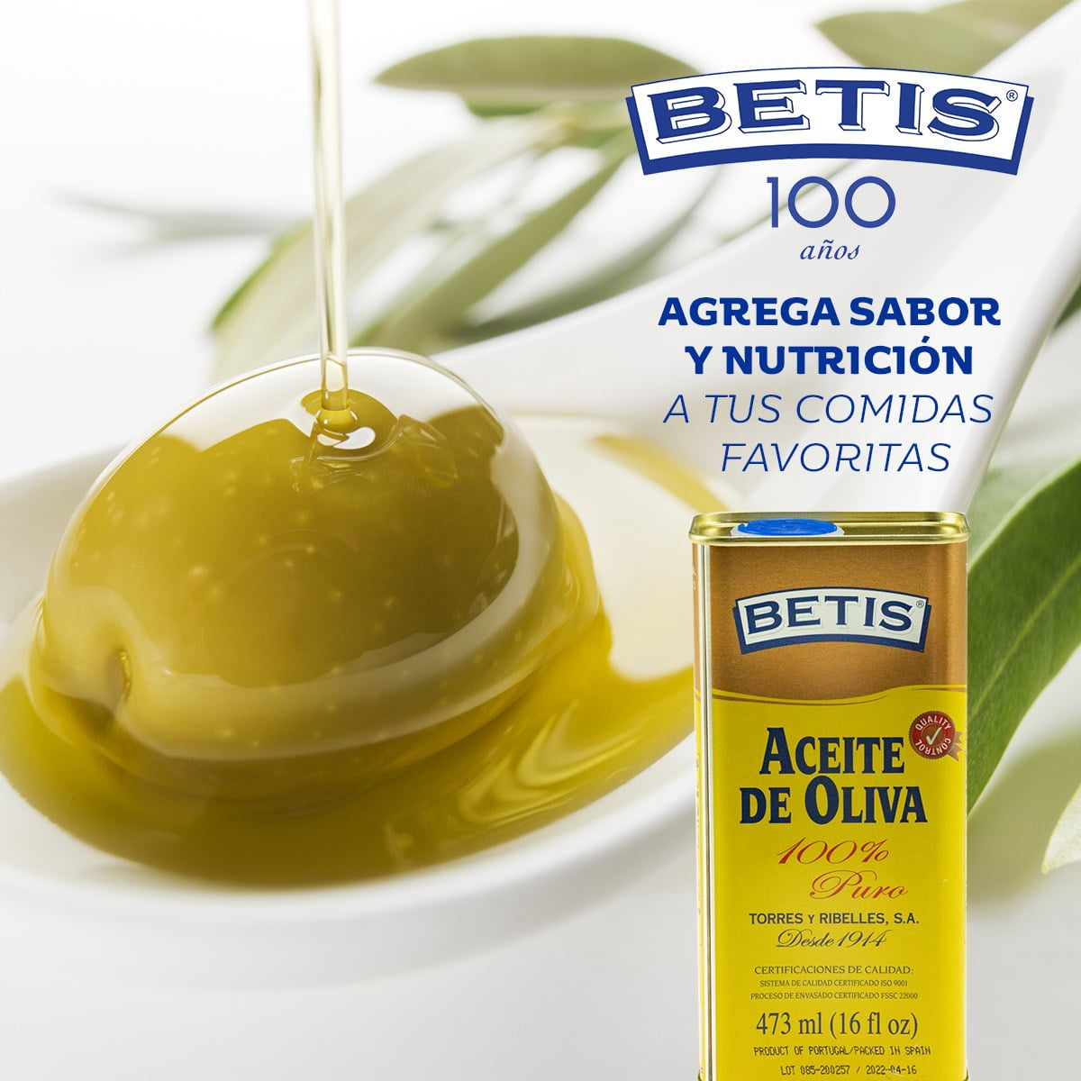 Betis Spanish Organic Pure Olive Oil 16oz, Can