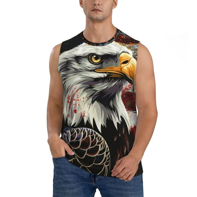 Balery Retro American Eagle A Camisetas sin mangas para hombre, absorbe la humedad y protege contra el mal olor.-X-Large