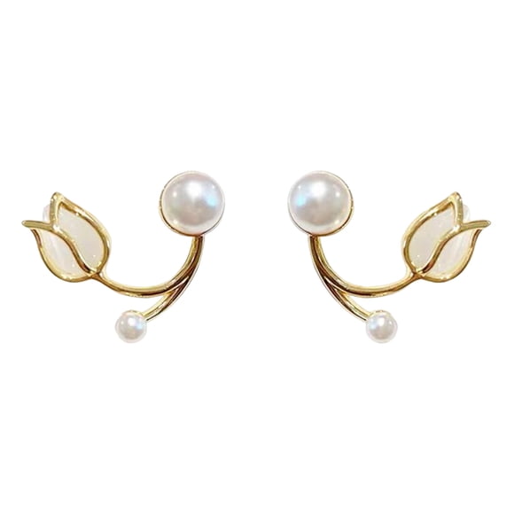 NUOKO Earrings Two Flower Pearl Stud Earrings In One