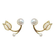 NUOKO Earrings Two Flower Pearl Stud Earrings In One
