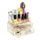 thumbnail image 1 of Organizador de maquillaje acrílico Ikee Design con 2 cajones con purpurina dorada, 1 of 7