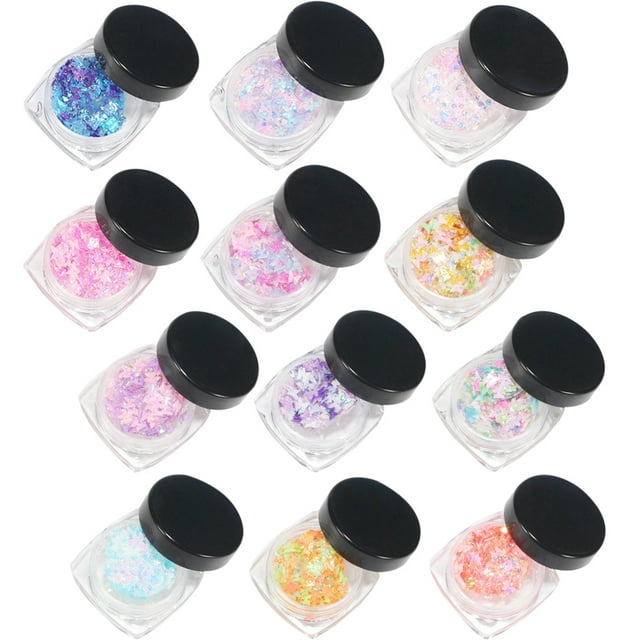12 Boxes Makeup Glitter Decorative Butterfly Star Chunky Glitter Face Glitter