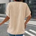 thumbnail image 4 of Business Casual Tops for Women Casual Solid Color Button V Neck Plus Size Short Sleeve Tee Summer Tops, 4 of 5