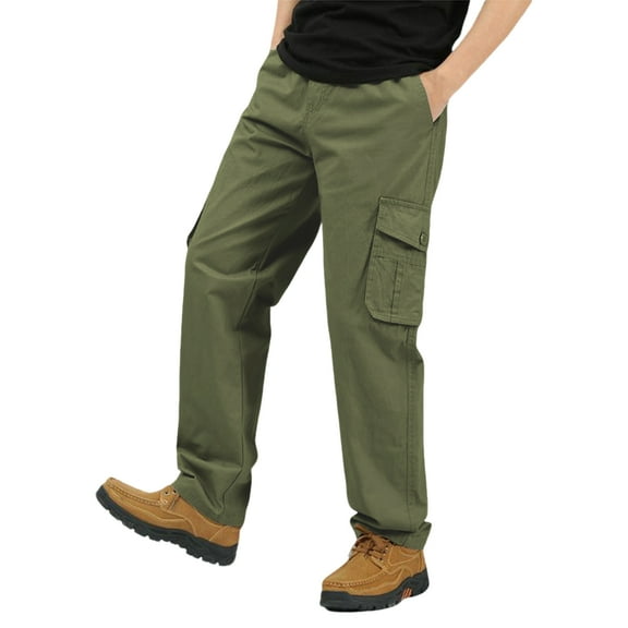 Ultra Comfort Fit Cargo Pants for Men with 5 Practical Pockets, Daily Wear Cotton Cargopants for Casual and Outdoor Activities,Army Green,L