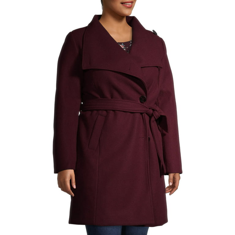 Mark Women's Plus Asymmetrical Belted Coat -