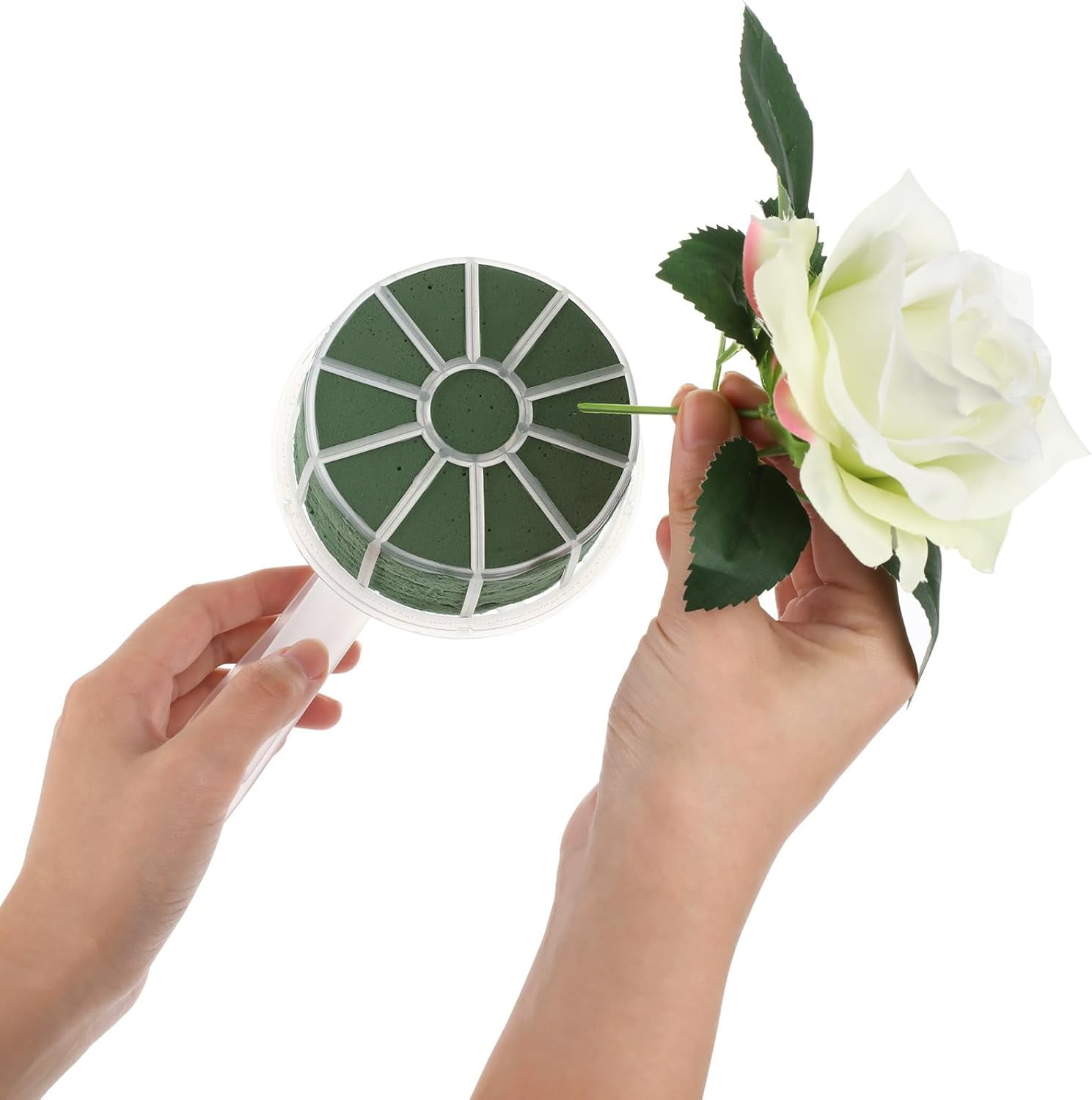ABPETE Bridal Bouquet Holder Floral Foam Handle for Wedding Flower Arrangement Durable Plastic Support for DIY Bouquets and Floral Decorations(2pcs,18.5X10CM)
