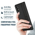 thumbnail image 4 of ELEHOLD Luxury Case for Samsung Galaxy Z Fold 4 Rugged Full Body Protective Hinge Protection Built-in Hidden Kickstand Screen Protector Removable Pen Slot Complimentary Stylus Shockproof Case,Black, 4 of 7
