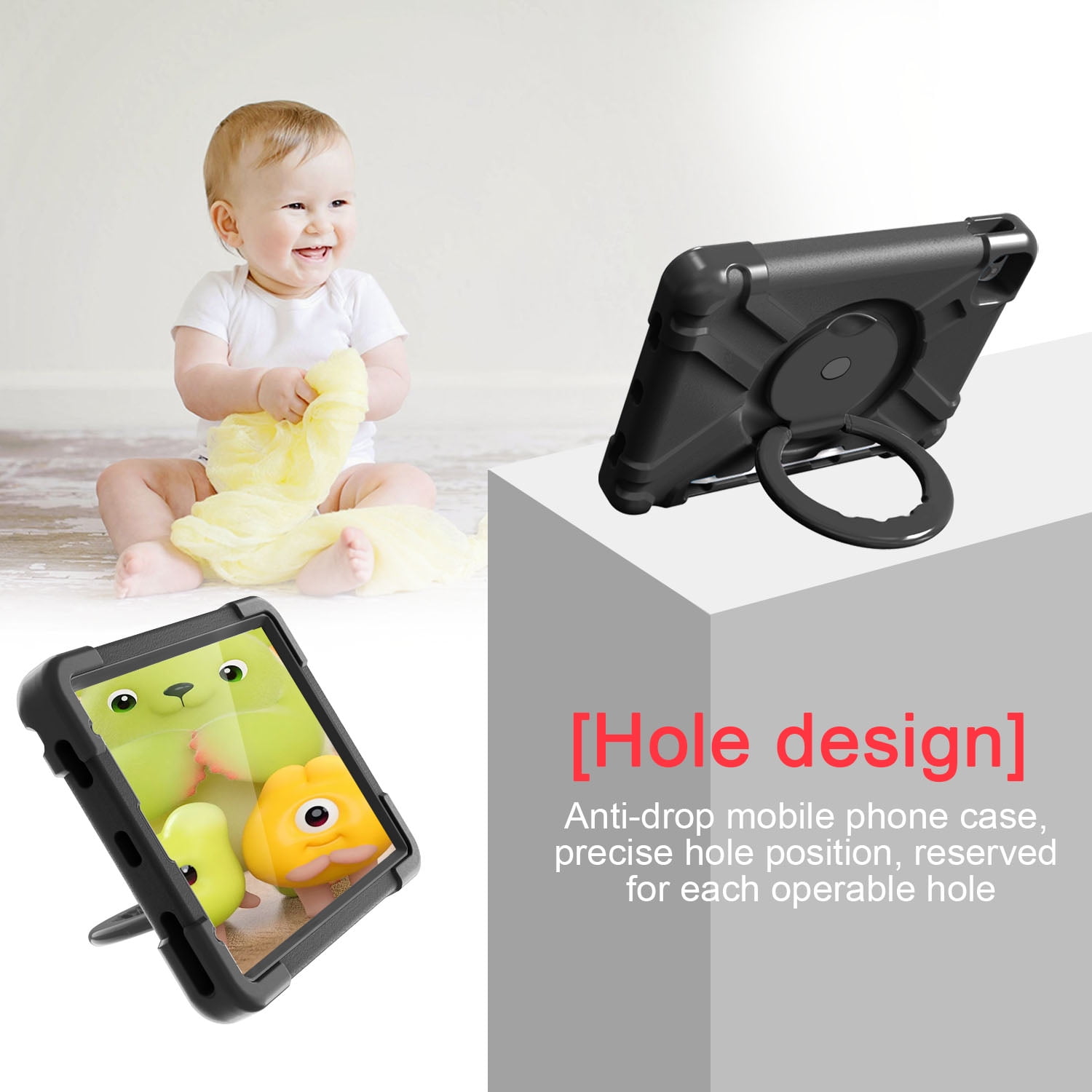 iPad Pro 11 2020 Case with Pencil Holder, Allytech Kids Friendly Case 360 Rotating Kickstand Heavy Duty Protective Shockproof Case Cover for Apple iPad Pro 11 2nd Generation 2020, Black