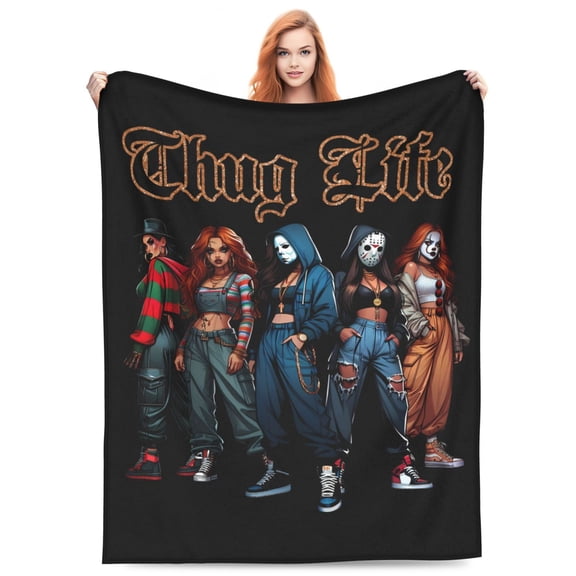 Halloween Horror Movie Friends Freddy Micheal Jason Chucky Fleece Blanket Throw Soft Cozy Plush Blanket For Couch Sofa Bed