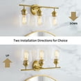 thumbnail image 2 of KAWOTI Bathroom Light Fixtures, 3-Light Vanity Light for Bathroom, Modern Vanity Lighting Fixtures with Clear Glass Shade(Antique Brass), 2 of 9