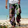 thumbnail image 2 of SNOWSONG Pants for Men, Sweatpants for Men Men's Fall Breathable Linen Pants Printed Tie Loose Wide Leg Pants, Baggy Pants Men, Halloween Pajamas, 1x Pants, Black 2XL, 2 of 5