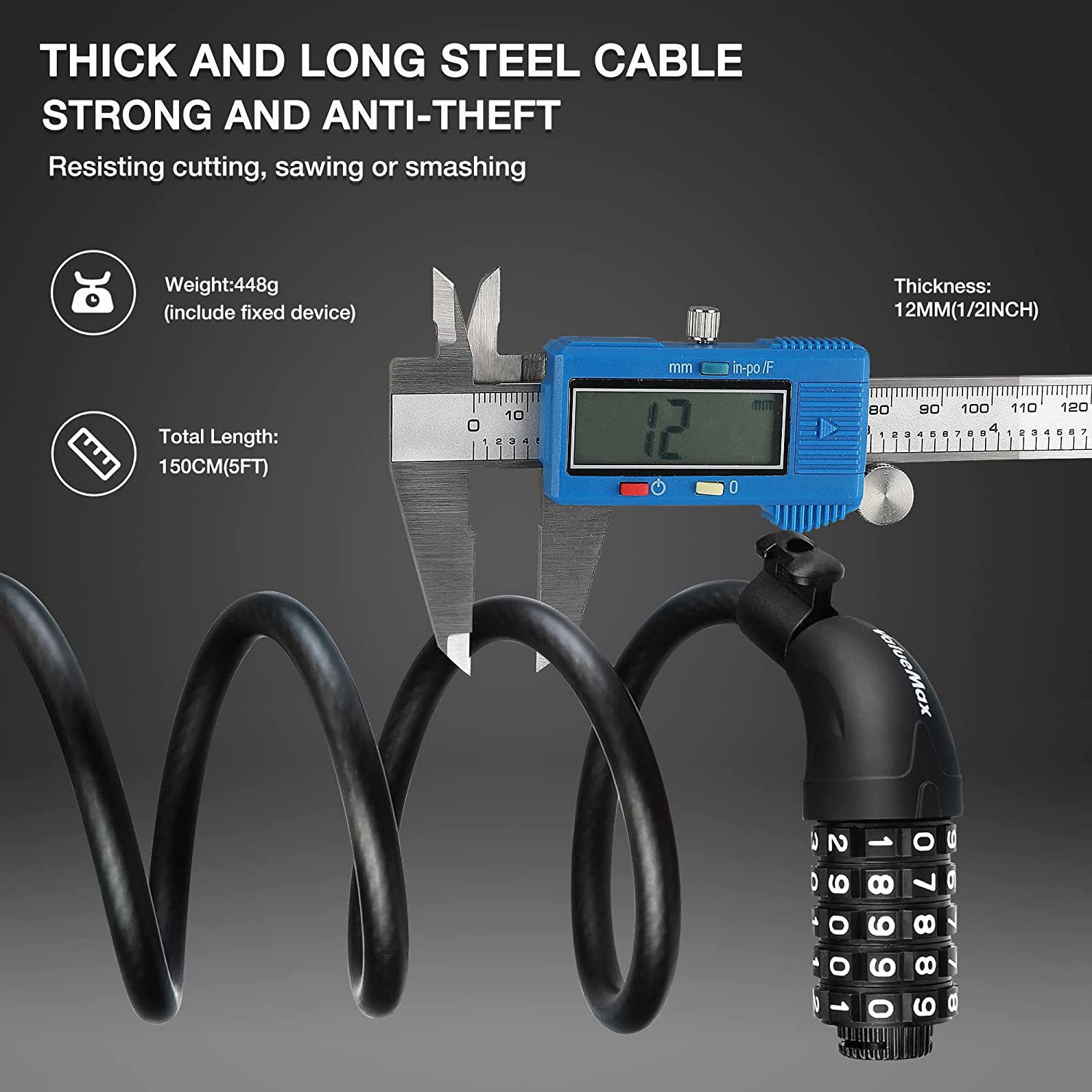 ValueMax 5 Ft Cable Bike Lock with Combination photo 7