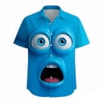 thumbnail image 4 of Mens Beach Shirts Short Sleeve Button Down Tops Loose Fit Funny Graphic Print Vacation Shirts Sky Blue-Surprised Face L, 4 of 4